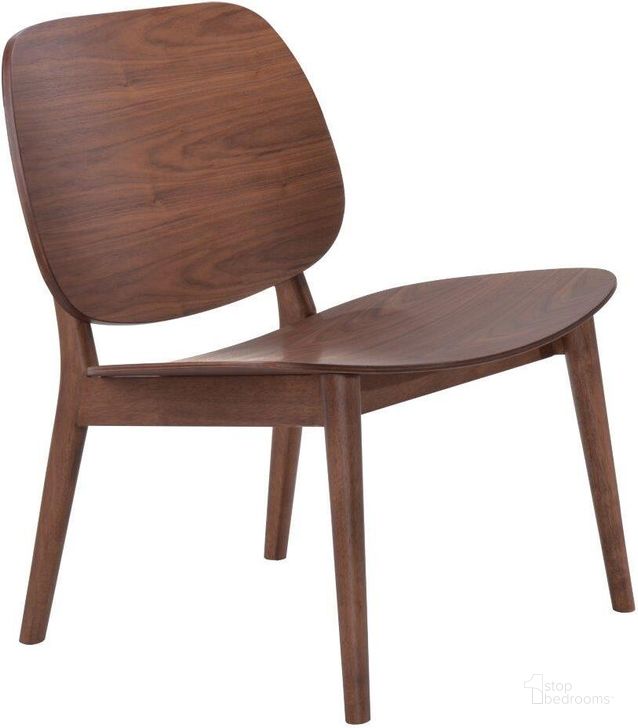 The appearance of Priest Lounge Chair Walnut designed by Zuo Modern in the transitional interior design. This walnut piece of furniture  was selected by 1StopBedrooms from Priest Collection to add a touch of cosiness and style into your home. Sku: 109393. Product Type: Lounge Chair. Material: Rubberwood. Image1