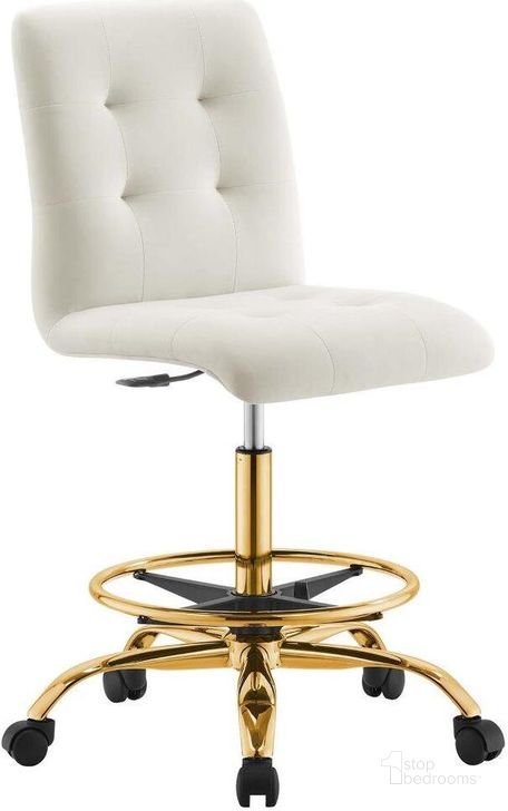The appearance of Prim Armless Performance Velvet Drafting Chair In Gold Ivory designed by Modway in the modern / contemporary interior design. This gold ivory piece of furniture  was selected by 1StopBedrooms from Prim Collection to add a touch of cosiness and style into your home. Sku: EEI-4977-GLD-IVO. Material: Wood. Product Type: Office Chair. Image1