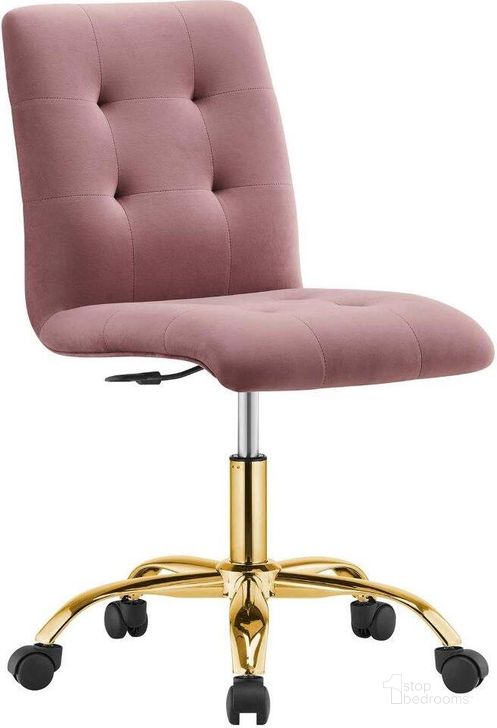 The appearance of Prim Armless Performance Velvet Office Chair In Gold Dusty Rose designed by Modway in the modern / contemporary interior design. This gold dusty rose piece of furniture  was selected by 1StopBedrooms from Prim Collection to add a touch of cosiness and style into your home. Sku: EEI-4973-GLD-DUS. Material: Polyester. Product Type: Office Chair. Image1