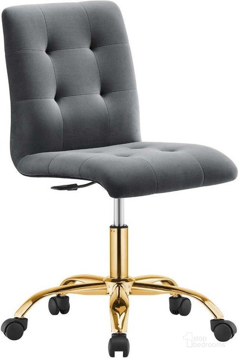 The appearance of Prim Armless Performance Velvet Office Chair In Gold Gray designed by Modway in the modern / contemporary interior design. This gold gray piece of furniture  was selected by 1StopBedrooms from Prim Collection to add a touch of cosiness and style into your home. Sku: EEI-4973-GLD-GRY. Material: Polyester. Product Type: Office Chair. Image1