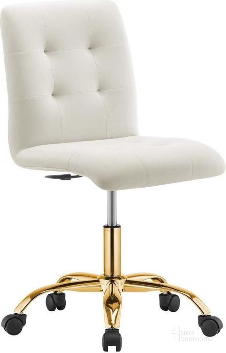 The appearance of Prim Armless Performance Velvet Office Chair In Gold Ivory designed by Modway in the modern / contemporary interior design. This gold ivory piece of furniture  was selected by 1StopBedrooms from Prim Collection to add a touch of cosiness and style into your home. Sku: EEI-4973-GLD-IVO. Material: Polyester. Product Type: Office Chair. Image1