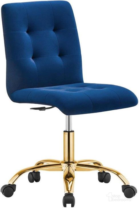 The appearance of Prim Armless Performance Velvet Office Chair In Gold Navy designed by Modway in the modern / contemporary interior design. This gold navy piece of furniture  was selected by 1StopBedrooms from Prim Collection to add a touch of cosiness and style into your home. Sku: EEI-4973-GLD-NAV. Material: Polyester. Product Type: Office Chair. Image1
