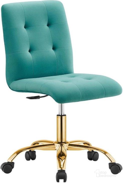The appearance of Prim Armless Performance Velvet Office Chair In Gold Teal designed by Modway in the modern / contemporary interior design. This gold teal piece of furniture  was selected by 1StopBedrooms from Prim Collection to add a touch of cosiness and style into your home. Sku: EEI-4973-GLD-TEA. Material: Polyester. Product Type: Office Chair. Image1