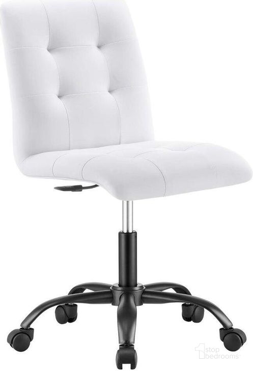 The appearance of Prim Armless Vegan Leather Office Chair In Black White designed by Modway in the modern / contemporary interior design. This black white piece of furniture  was selected by 1StopBedrooms from Prim Collection to add a touch of cosiness and style into your home. Sku: EEI-4975-BLK-WHI. Material: Wood. Product Type: Office Chair. Image1