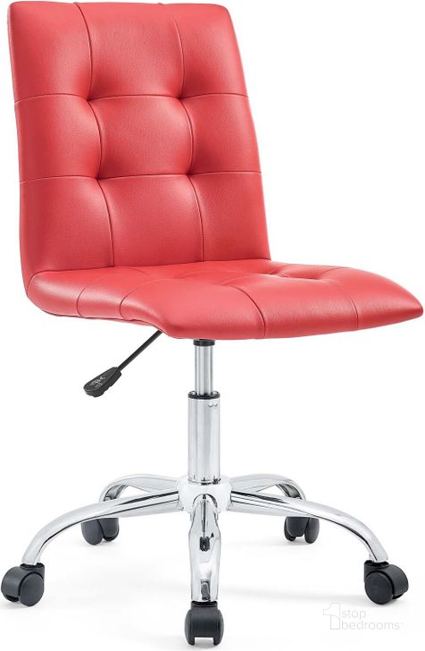 The appearance of Prim Red Armless Mid Back Office Chair designed by Modway in the modern / contemporary interior design. This red piece of furniture  was selected by 1StopBedrooms from Prim Collection to add a touch of cosiness and style into your home. Sku: EEI-1533-RED. Material: Leather. Product Type: Office Chair. Image1