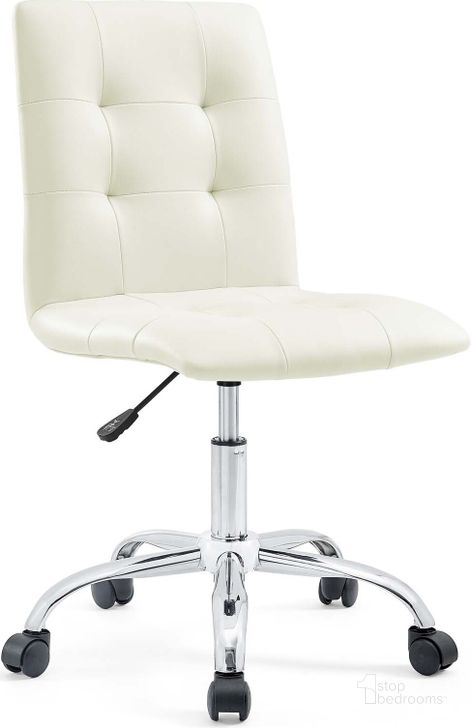 The appearance of Prim White Armless Mid Back Office Chair designed by Modway in the modern / contemporary interior design. This white piece of furniture  was selected by 1StopBedrooms from Prim Collection to add a touch of cosiness and style into your home. Sku: EEI-1533-WHI. Material: Leather. Product Type: Office Chair. Image1