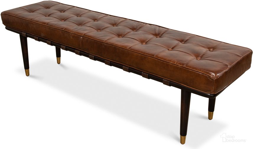 The appearance of Prince Albert Brown Leather Bench designed by Sarreid in the transitional interior design. This brown piece of furniture  was selected by 1StopBedrooms from Prince Albert Collection to add a touch of cosiness and style into your home. Sku: 53266. Product Type: Accent and Storage Bench. Image1