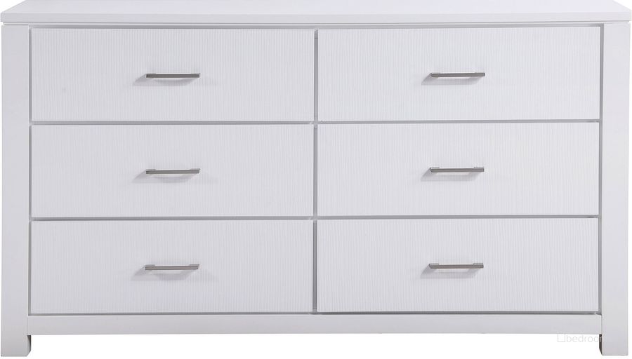 The appearance of Prism Dresser In White designed by Homelegance in the modern / contemporary interior design. This white piece of furniture  was selected by 1StopBedrooms from Prism Collection to add a touch of cosiness and style into your home. Sku: 1486-5. Product Type: Dresser. Image1