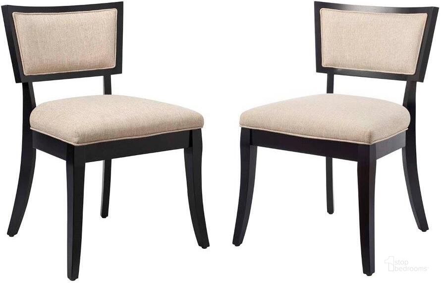 The appearance of Pristine Beige Upholstered Fabric Dining Chairs - Set Of 2 designed by Modway in the modern / contemporary interior design. This beige piece of furniture  was selected by 1StopBedrooms from Pristine Collection to add a touch of cosiness and style into your home. Sku: EEI-4557-BEI. Product Type: Dining Chair. Material: Rubberwood. Image1