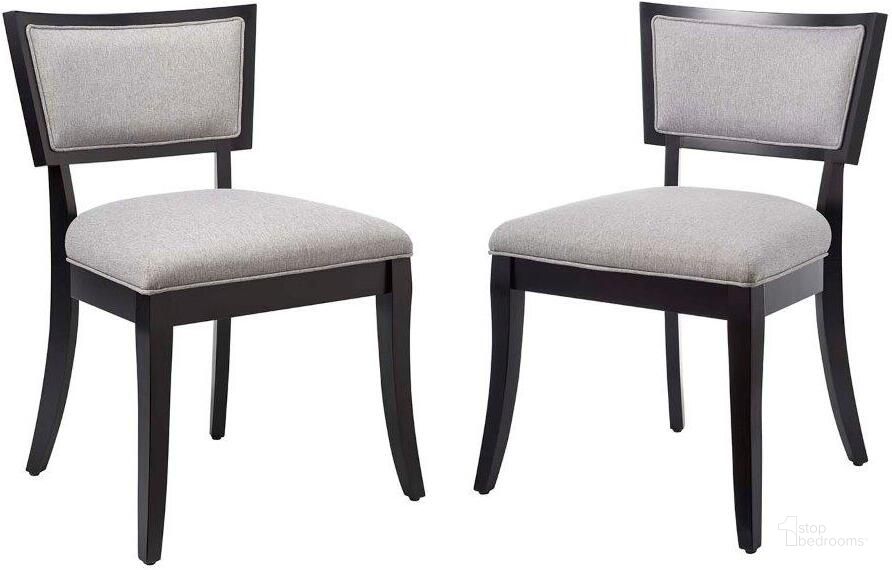 The appearance of Pristine Light Gray Upholstered Fabric Dining Chairs - Set Of 2 designed by Modway in the modern / contemporary interior design. This light gray piece of furniture  was selected by 1StopBedrooms from Pristine Collection to add a touch of cosiness and style into your home. Sku: EEI-4557-LGR. Product Type: Dining Chair. Material: Rubberwood. Image1