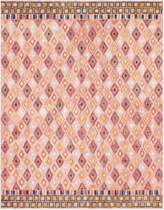 The appearance of Priti Pink/Sunset Rug PRITPRT-06PISS160S designed by Loloi Rugs in the modern / contemporary interior design. This pink and sunset piece of furniture  was selected by 1StopBedrooms from Priti Collection to add a touch of cosiness and style into your home. Sku: PRITPRT-06PISS160S. Material: Wool. Product Type: Rug. Image1