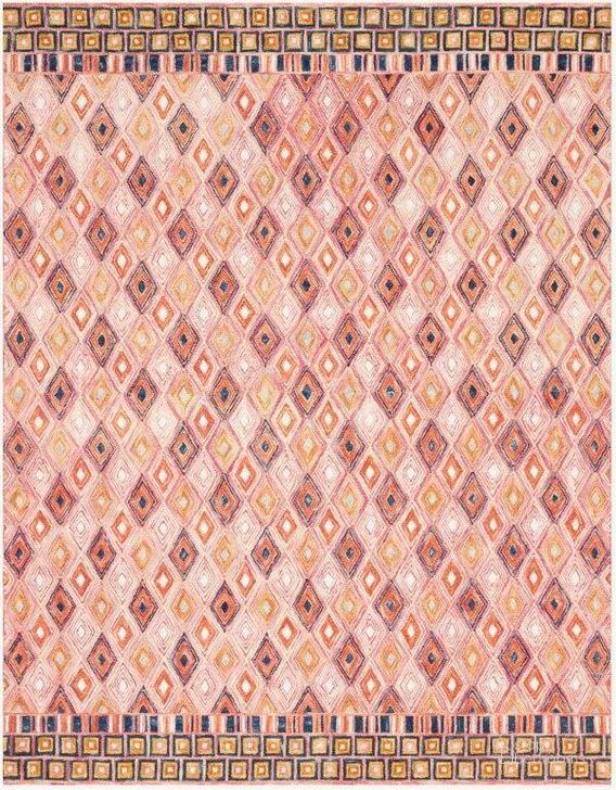 The appearance of Priti Pink/Sunset Rug PRITPRT-06PISS2339 designed by Loloi Rugs in the modern / contemporary interior design. This pink and sunset piece of furniture  was selected by 1StopBedrooms from Priti Collection to add a touch of cosiness and style into your home. Sku: PRITPRT-06PISS2339. Material: Wool. Product Type: Rug. Image1