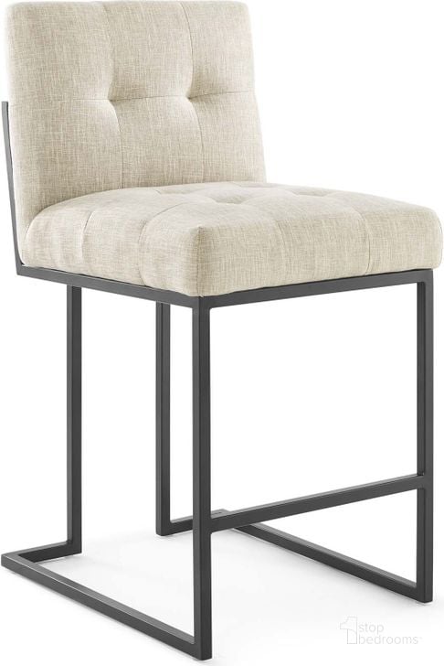 The appearance of Privy Black and Beige Black Stainless Steel Upholstered Fabric Counter Stool designed by Modway in the modern / contemporary interior design. This black and beige piece of furniture  was selected by 1StopBedrooms from Privy Collection to add a touch of cosiness and style into your home. Sku: EEI-3854-BLK-BEI. Material: Wood. Product Type: Barstool. Image1
