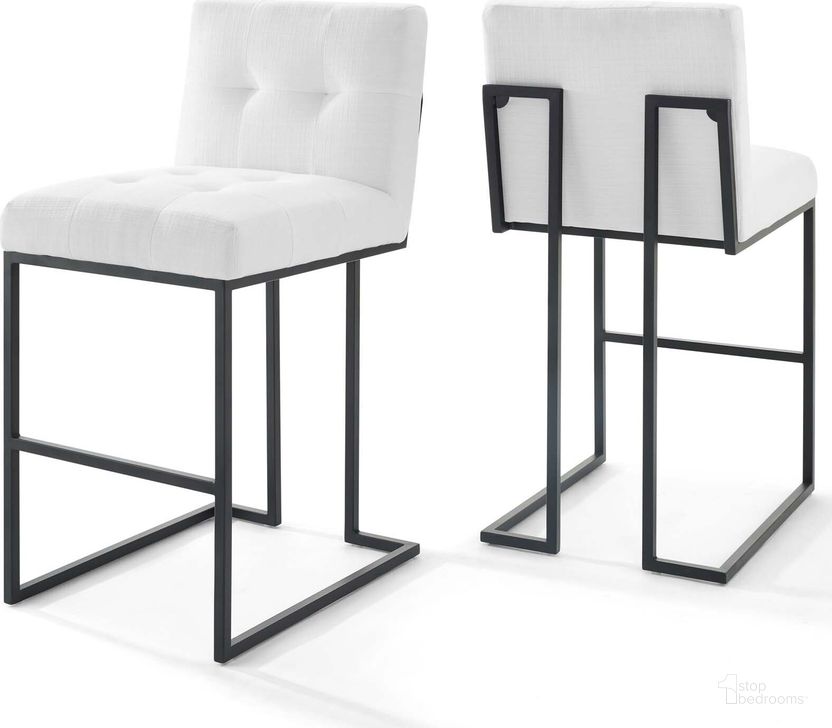 The appearance of Privy Black and White Black Stainless Steel Upholstered Fabric Bar Stool Set of 2 designed by Modway in the modern / contemporary interior design. This black and white piece of furniture  was selected by 1StopBedrooms from Privy Collection to add a touch of cosiness and style into your home. Sku: EEI-4159-BLK-WHI. Material: Wood. Product Type: Barstool. Image1