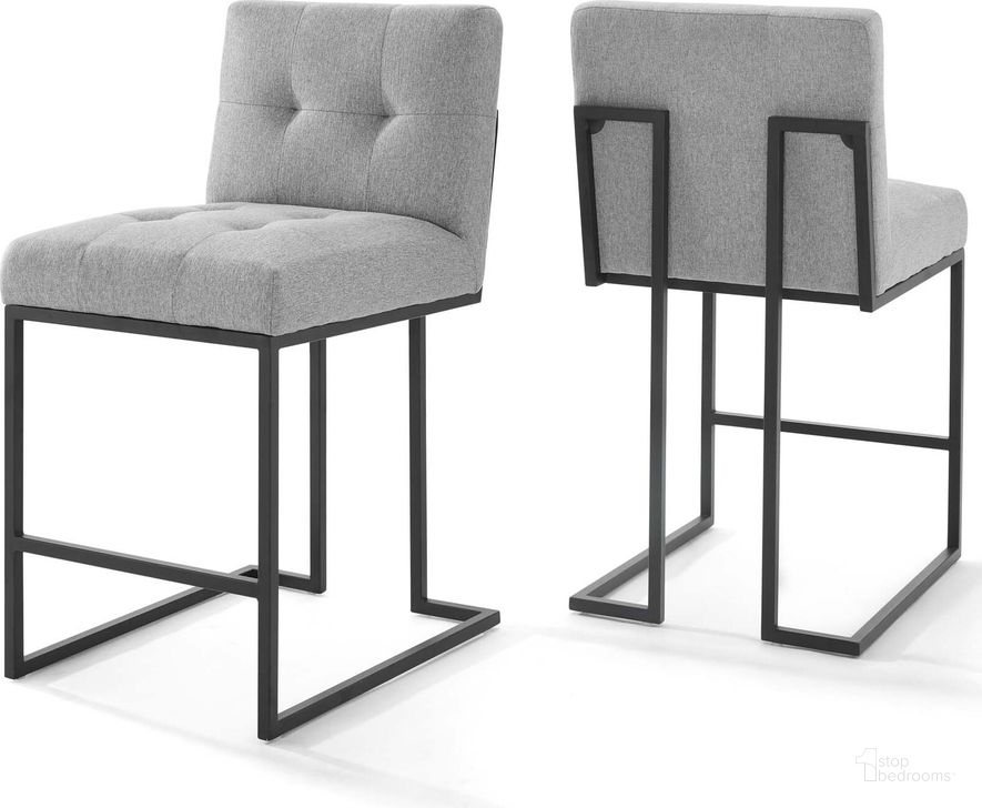 The appearance of Privy Black Light Gray Black Stainless Steel Upholstered Fabric Counter Stool Set of 2 EEI-4156-BLK-LGR designed by Modway in the modern / contemporary interior design. This black light gray piece of furniture  was selected by 1StopBedrooms from Privy Collection to add a touch of cosiness and style into your home. Sku: EEI-4156-BLK-LGR. Material: Wood. Product Type: Barstool. Image1