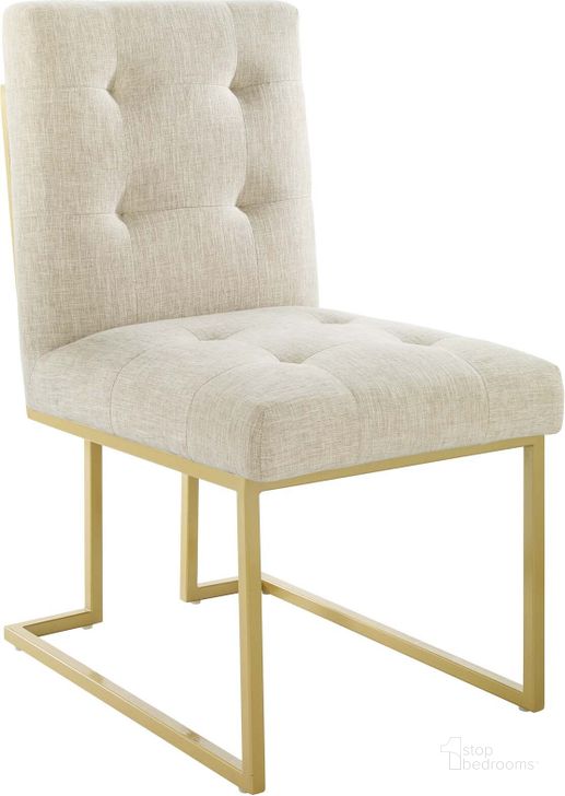 The appearance of Privy Gold Beige Gold Stainless Steel Upholstered Fabric Dining Accent Chair designed by Modway in the modern / contemporary interior design. This gold beige piece of furniture  was selected by 1StopBedrooms from Privy Collection to add a touch of cosiness and style into your home. Sku: EEI-3743-GLD-BEI. Material: Wood. Product Type: Accent Chair. Image1