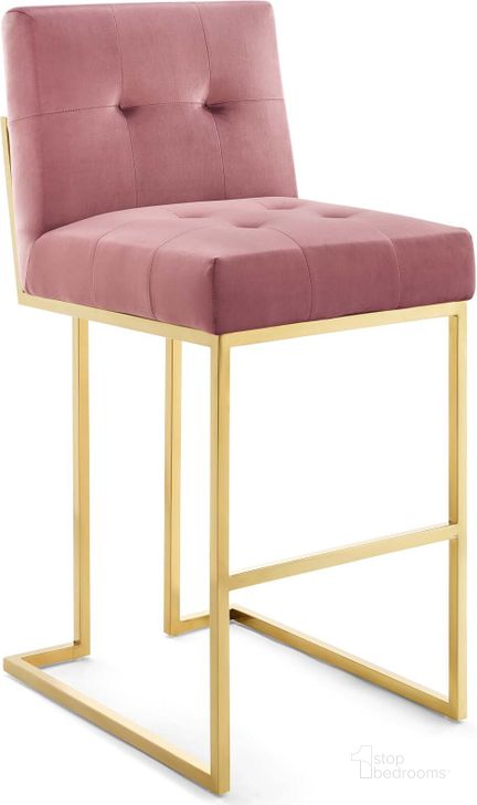 The appearance of Privy Gold Dusty Rose Gold Stainless Steel Performance Velvet Bar Stool designed by Modway in the modern / contemporary interior design. This gold dusty rose piece of furniture  was selected by 1StopBedrooms from Privy Collection to add a touch of cosiness and style into your home. Sku: EEI-3856-GLD-DUS. Material: Wood. Product Type: Barstool. Image1