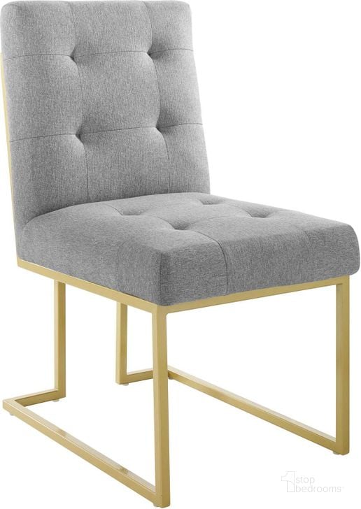 The appearance of Privy Gold Light Gray Gold Stainless Steel Upholstered Fabric Dining Accent Chair designed by Modway in the modern / contemporary interior design. This gold light gray piece of furniture  was selected by 1StopBedrooms from Privy Collection to add a touch of cosiness and style into your home. Sku: EEI-3743-GLD-LGR. Material: Wood. Product Type: Accent Chair. Image1