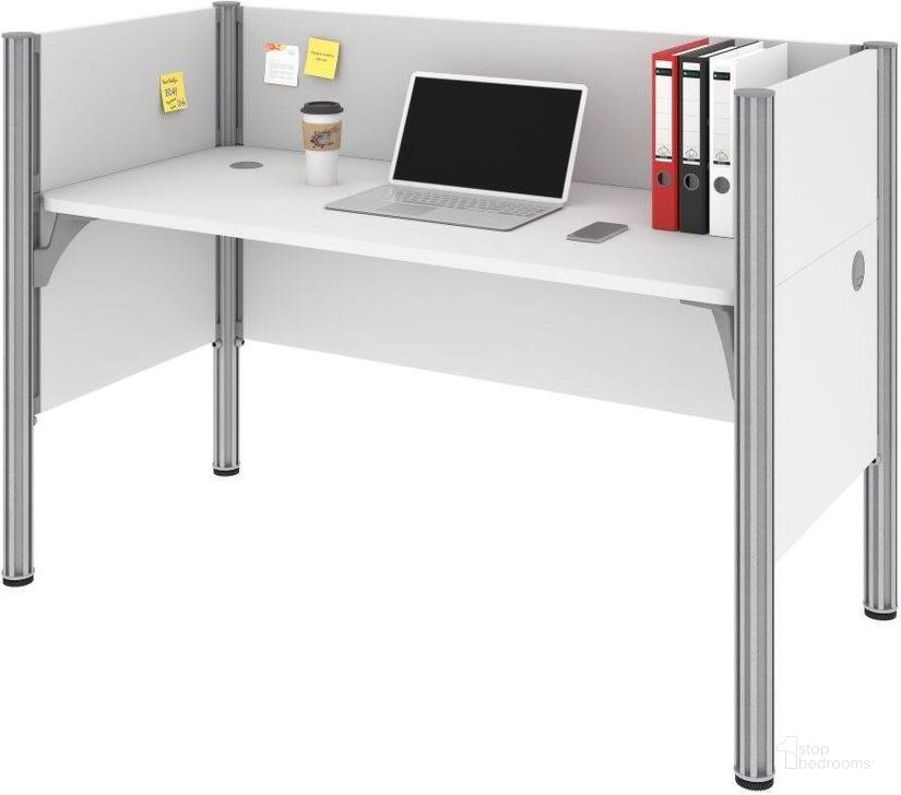 The appearance of Bestar Pro-Biz Single Office Cubicle With Low Privacy Panels In White designed by Bestar in the modern / contemporary interior design. This white piece of furniture  was selected by 1StopBedrooms from Pro-Biz Collection to add a touch of cosiness and style into your home. Sku: 100871C-17. Material: Wood. Product Type: Work Station. Image1