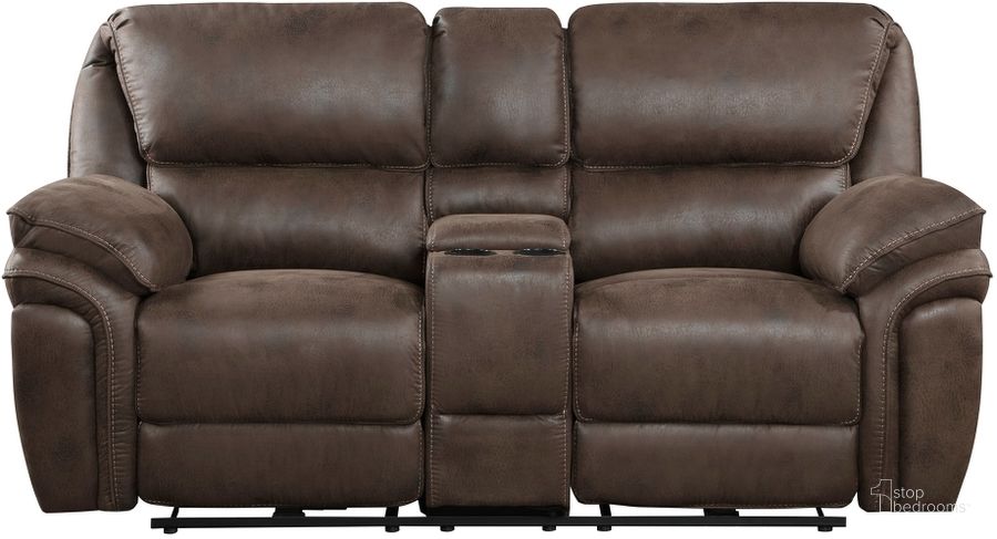 The appearance of Proctor Power Double Reclining Love Seat with Center Console In Brown designed by Homelegance in the modern / contemporary interior design. This brown piece of furniture  was selected by 1StopBedrooms from Proctor Collection to add a touch of cosiness and style into your home. Sku: 8517BRW-2PW. Material: Microfiber. Product Type: Reclining Loveseat. Image1