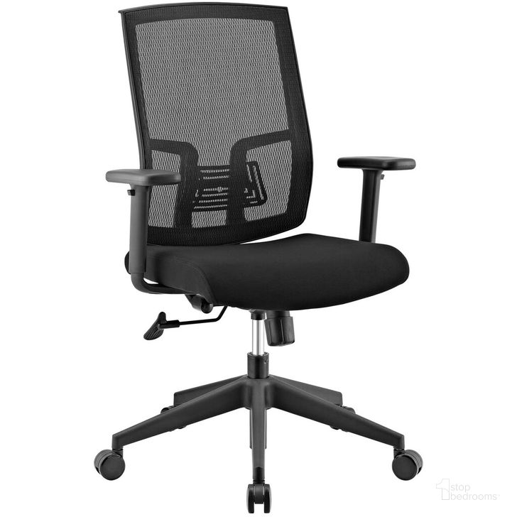 The appearance of Progress Mesh Office Chair In Black designed by Modway in the modern / contemporary interior design. This black piece of furniture  was selected by 1StopBedrooms from Progress Collection to add a touch of cosiness and style into your home. Sku: EEI-2857-BLK. Product Type: Office Chair. Material: Plywood. Image1