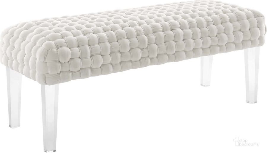The appearance of Prologue Woven Performance Velvet Ottoman In White designed by Modway in the modern / contemporary interior design. This white piece of furniture  was selected by 1StopBedrooms from Prologue Collection to add a touch of cosiness and style into your home. Sku: EEI-5037-WHI. Material: Wood. Product Type: Ottoman. Image1