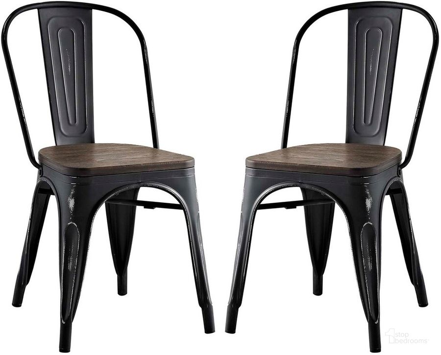 The appearance of Promenade Dining Side Chair Set of 2 In Black designed by Modway in the modern / contemporary interior design. This black piece of furniture  was selected by 1StopBedrooms from Promenade Collection to add a touch of cosiness and style into your home. Sku: EEI-2751-BLK-SET. Material: Steel. Product Type: Side Chair. Image1