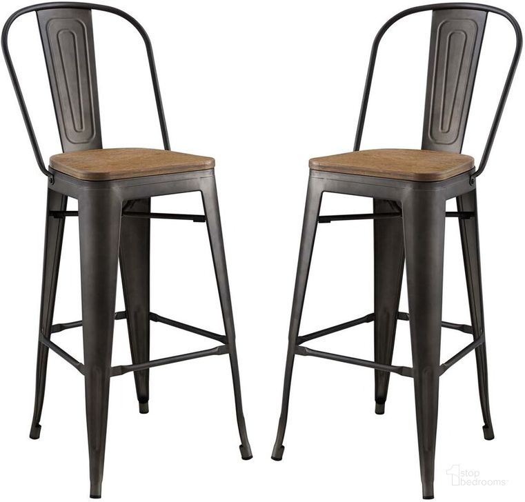 The appearance of Promenade Bar Stool Set of 2 In Brown designed by Modway in the modern / contemporary interior design. This brown piece of furniture  was selected by 1StopBedrooms from Promenade Collection to add a touch of cosiness and style into your home. Sku: EEI-3896-BRN-SET. Material: Metal. Product Type: Barstool. Image1