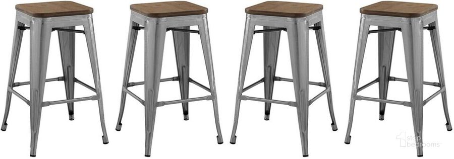 The appearance of Promenade Counter Stool Set of 4 In Gunmetal designed by Modway in the modern / contemporary interior design. This gunmetal piece of furniture  was selected by 1StopBedrooms from Promenade Collection to add a touch of cosiness and style into your home. Sku: EEI-3959-GME. Material: Metal. Product Type: Barstool. Image1