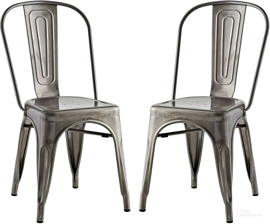 The appearance of Promenade Gunmetal Dining Side Chair Set of 2 designed by Modway in the modern / contemporary interior design. This gun metal piece of furniture  was selected by 1StopBedrooms from Promenade Collection to add a touch of cosiness and style into your home. Sku: EEI-2749-GME-SET. Material: Steel. Product Type: Side Chair. Image1