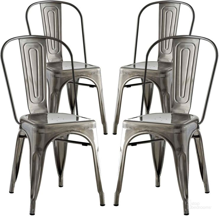 The appearance of Promenade Gunmetal Dining Side Chair Set of 4 designed by Modway in the modern / contemporary interior design. This gun metal piece of furniture  was selected by 1StopBedrooms from Promenade Collection to add a touch of cosiness and style into your home. Sku: EEI-2750-GME-SET. Material: Steel. Product Type: Side Chair. Image1