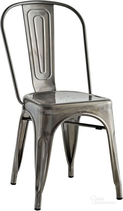 The appearance of Promenade Gunmetal Side Chair designed by Modway in the modern / contemporary interior design. This gun metal piece of furniture  was selected by 1StopBedrooms from Promenade Collection to add a touch of cosiness and style into your home. Sku: EEI-2027-GME. Material: Steel. Product Type: Side Chair. Image1