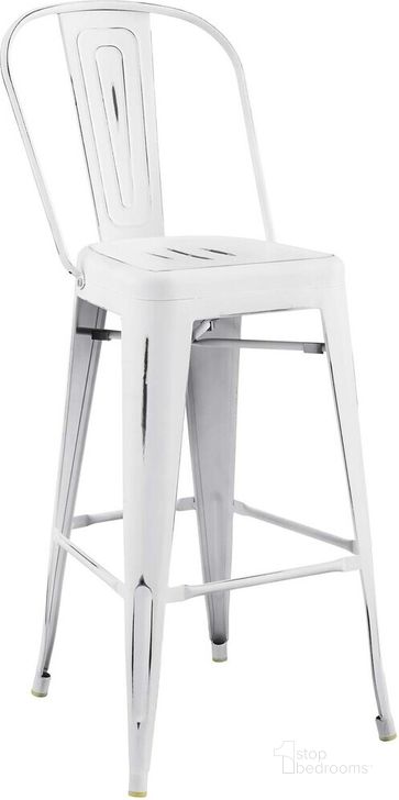 The appearance of Promenade Bar Side Stool In White designed by Modway in the modern / contemporary interior design. This white piece of furniture  was selected by 1StopBedrooms from Promenade Collection to add a touch of cosiness and style into your home. Sku: EEI-2813-WHI. Material: Metal. Product Type: Barstool. Image1