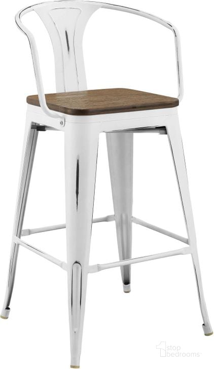 The appearance of Promenade White Bar Stool EEI-2818-WHI designed by Modway in the modern / contemporary interior design. This white piece of furniture  was selected by 1StopBedrooms from Promenade Collection to add a touch of cosiness and style into your home. Sku: EEI-2818-WHI. Material: Metal. Product Type: Barstool. Image1