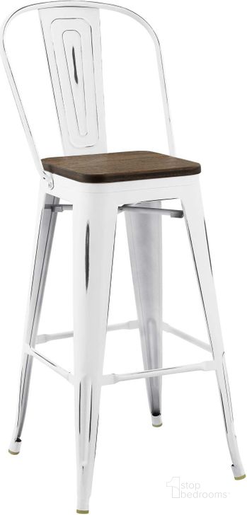 The appearance of Promenade White Metal Bar Stool designed by Modway in the modern / contemporary interior design. This white piece of furniture  was selected by 1StopBedrooms from Promenade Collection to add a touch of cosiness and style into your home. Sku: EEI-2816-WHI. Material: Metal. Product Type: Barstool. Image1