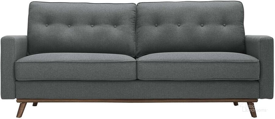 The appearance of Prompt Upholstered Fabric Sofa In Gray designed by Modway in the transitional interior design. This gray piece of furniture  was selected by 1StopBedrooms from Prompt Collection to add a touch of cosiness and style into your home. Sku: EEI-3046-GRY. Product Type: Sofa. Material: Rubberwood. Image1
