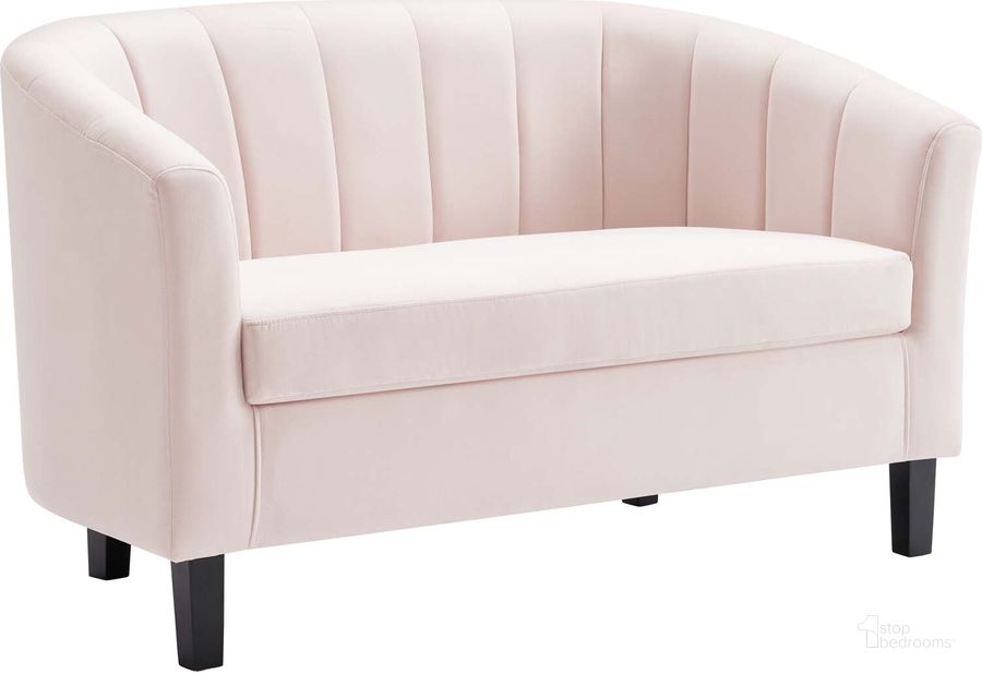 The appearance of Prospect Channel Tufted Performance Velvet Loveseat designed by Modway in the modern / contemporary interior design. This pink piece of furniture  was selected by 1StopBedrooms from Prospect Collection to add a touch of cosiness and style into your home. Sku: EEI-3137-PNK. Product Type: Loveseat. Material: Pine. Image1