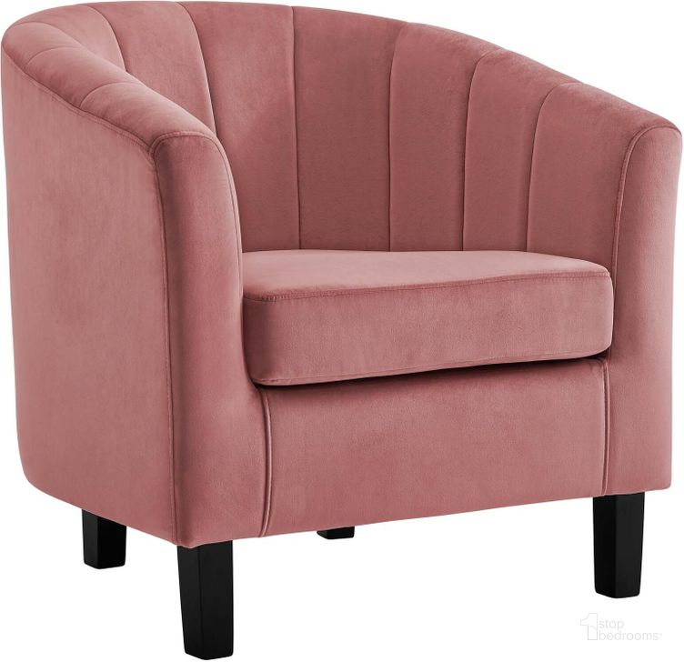 The appearance of Prospect Dusty Rose Channel Tufted Performance Velvet Arm Chair designed by Modway in the modern / contemporary interior design. This dusty rose piece of furniture  was selected by 1StopBedrooms from Prospect Collection to add a touch of cosiness and style into your home. Sku: EEI-3188-DUS. Product Type: Living Room Chair. Material: Pine. Image1