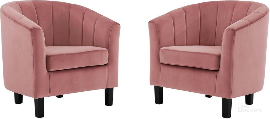 The appearance of Prospect Dusty Rose Channel Tufted Performance Velvet Arm Chair Set of 2 designed by Modway in the modern / contemporary interior design. This dusty rose piece of furniture  was selected by 1StopBedrooms from Prospect Collection to add a touch of cosiness and style into your home. Sku: EEI-4150-DUS. Product Type: Living Room Chair. Material: Pine. Image1