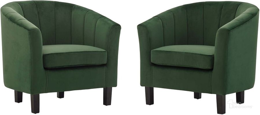 The appearance of Prospect Emerald Channel Tufted Performance Velvet Arm Chair Set of 2 designed by Modway in the modern / contemporary interior design. This emerald piece of furniture  was selected by 1StopBedrooms from Prospect Collection to add a touch of cosiness and style into your home. Sku: EEI-4150-EME. Product Type: Living Room Chair. Material: Pine. Image1