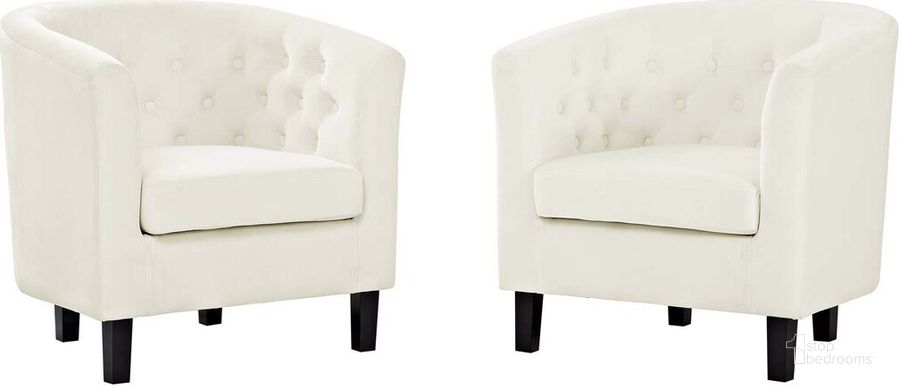 The appearance of Prospect 2-Piece Performance Velvet Armchair Set In Ivory designed by Modway in the modern / contemporary interior design. This ivory piece of furniture  was selected by 1StopBedrooms from Prospect Collection to add a touch of cosiness and style into your home. Sku: EEI-3153-IVO-SET. Product Type: Living Room Chair. Material: Rubberwood. Image1