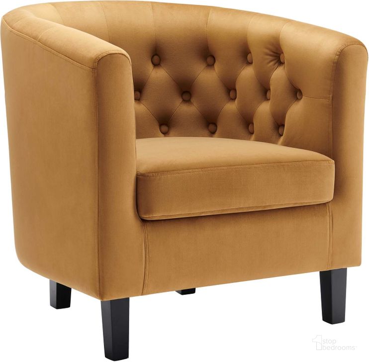 The appearance of Prospect Performance Velvet Armchair EEI-2613-COG designed by Modway in the modern / contemporary interior design. This cognac piece of furniture  was selected by 1StopBedrooms from Prospect Collection to add a touch of cosiness and style into your home. Sku: EEI-2613-COG. Material: Wood. Product Type: Arm Chair. Image1