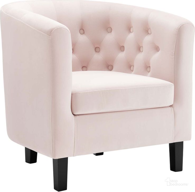 The appearance of Prospect Performance Velvet Armchair EEI-2613-PNK designed by Modway in the modern / contemporary interior design. This pink piece of furniture  was selected by 1StopBedrooms from Prospect Collection to add a touch of cosiness and style into your home. Sku: EEI-2613-PNK. Material: Wood. Product Type: Arm Chair. Image1