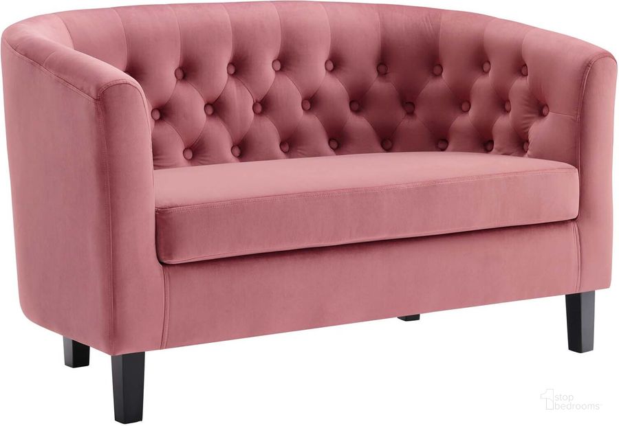 The appearance of Prospect Performance Velvet Loveseat EEI-2615-DUS designed by Modway in the modern / contemporary interior design. This dusty rose piece of furniture  was selected by 1StopBedrooms from Prospect Collection to add a touch of cosiness and style into your home. Sku: EEI-2615-DUS. Material: Wood. Product Type: Loveseat. Image1