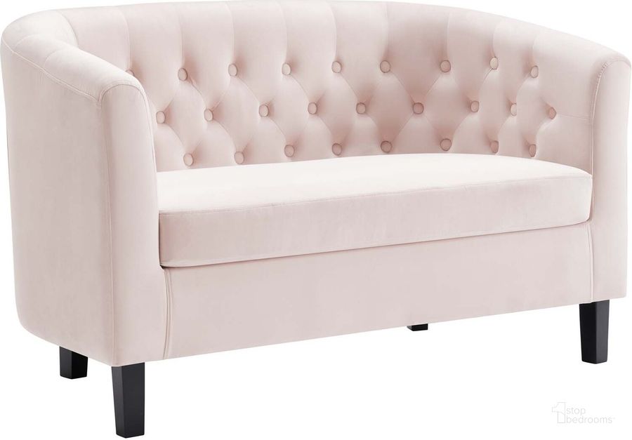 The appearance of Prospect Performance Velvet Loveseat EEI-2615-PNK designed by Modway in the modern / contemporary interior design. This pink piece of furniture  was selected by 1StopBedrooms from Prospect Collection to add a touch of cosiness and style into your home. Sku: EEI-2615-PNK. Material: Wood. Product Type: Loveseat. Image1