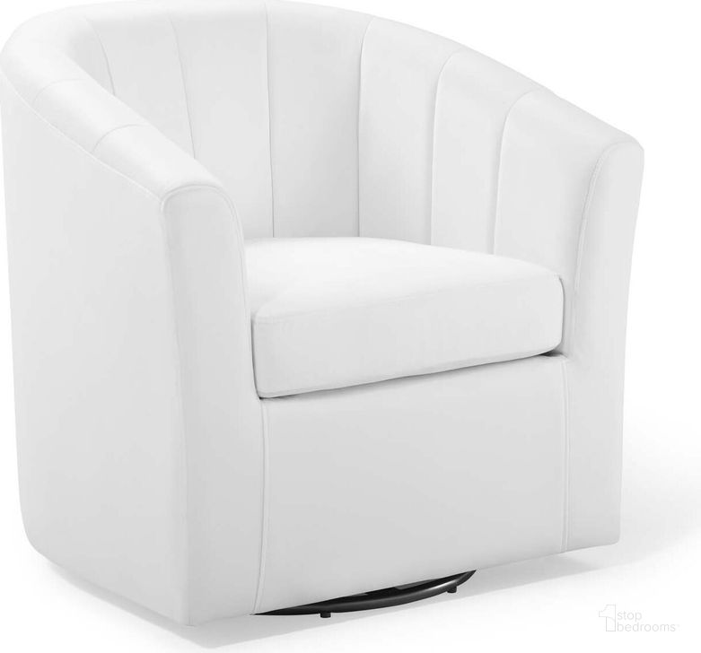 The appearance of Prospect Performance Velvet Swivel Armchair EEI-4139-WHI designed by Modway in the modern / contemporary interior design. This white piece of furniture  was selected by 1StopBedrooms from Prospect Collection to add a touch of cosiness and style into your home. Sku: EEI-4139-WHI. Material: Wood. Product Type: Arm Chair. Image1