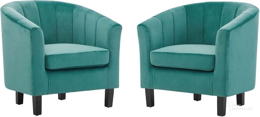 The appearance of Prospect Teal Channel Tufted Performance Velvet Arm Chair Set of 2 designed by Modway in the modern / contemporary interior design. This teal piece of furniture  was selected by 1StopBedrooms from Prospect Collection to add a touch of cosiness and style into your home. Sku: EEI-4150-TEA. Product Type: Living Room Chair. Material: Pine. Image1