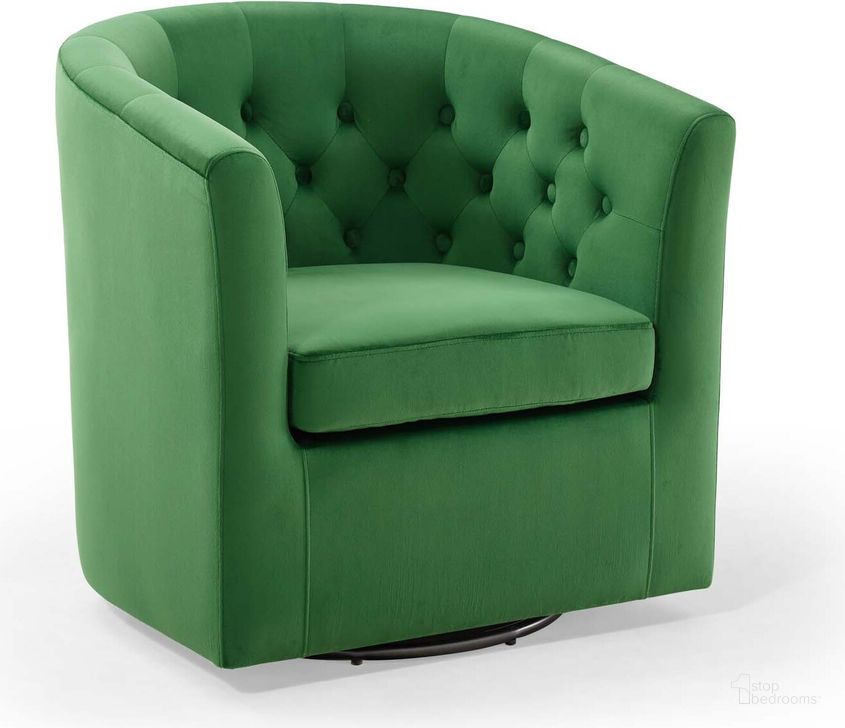 The appearance of Prospect Tufted Performance Velvet Swivel Armchair EEI-4138-EME designed by Modway in the modern / contemporary interior design. This emerald piece of furniture  was selected by 1StopBedrooms from Prospect Collection to add a touch of cosiness and style into your home. Sku: EEI-4138-EME. Material: Wood. Product Type: Arm Chair. Image1