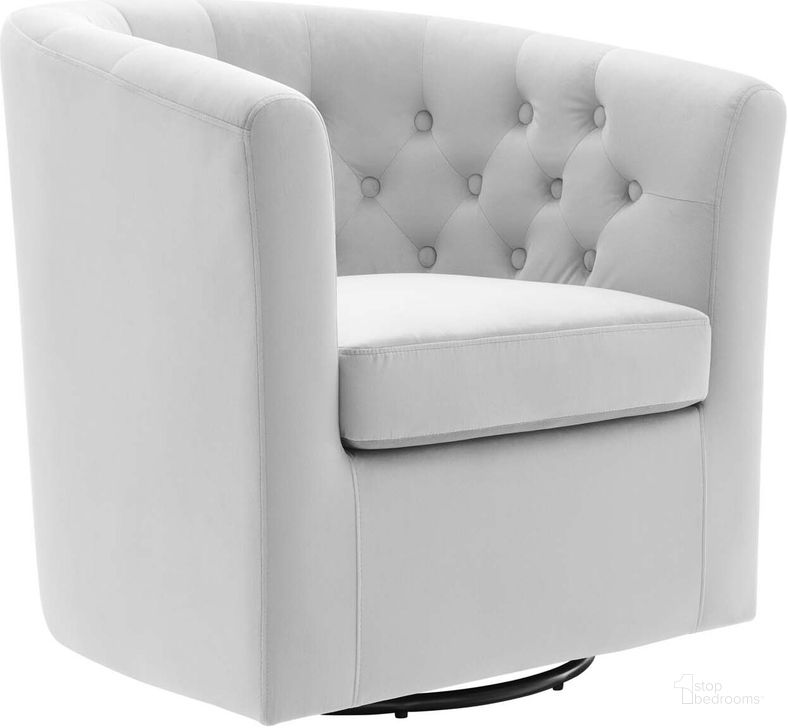 The appearance of Prospect Tufted Performance Velvet Swivel Armchair EEI-4138-LGR designed by Modway in the modern / contemporary interior design. This light gray piece of furniture  was selected by 1StopBedrooms from Prospect Collection to add a touch of cosiness and style into your home. Sku: EEI-4138-LGR. Material: Wood. Product Type: Arm Chair. Image1