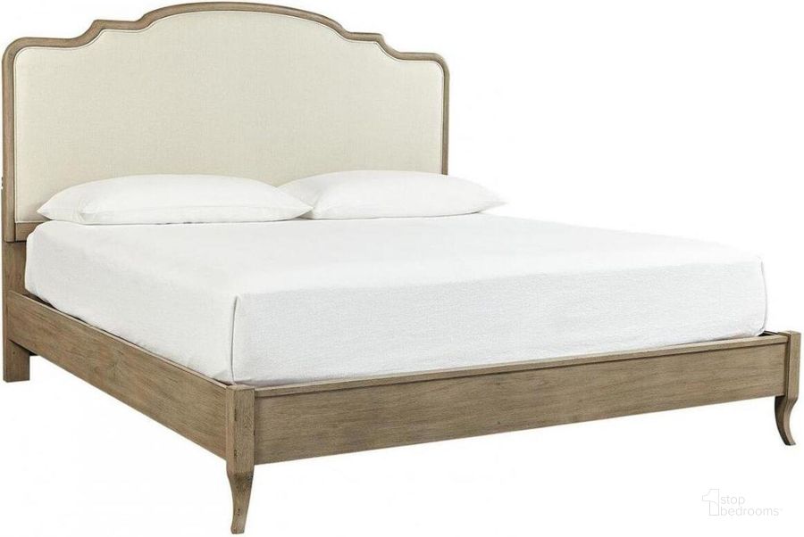 The appearance of Provence King Upholstered Bed In Light Brown designed by Aspenhome in the traditional interior design. This light brown piece of furniture  was selected by 1StopBedrooms from Provence Collection to add a touch of cosiness and style into your home. Sku: I222-406;I222-407;I222-425. Bed Type: Platform Bed. Material: Wood. Product Type: Platform Bed. Bed Size: King. Image1